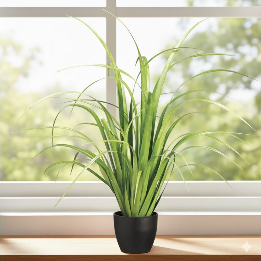 Allstate Floral 33" Reed Grass Artificial Plant with Plastic Vase  - Green