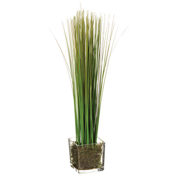 Allstate Floral 17" Grass Artificial Plant with Glass Vase  - Green