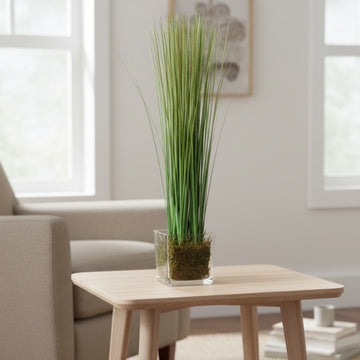 Allstate Floral 17" Grass Artificial Plant with Glass Vase  - Green
