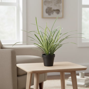 Allstate Floral 18" Lily Turf Grass Artificial Plant with Plastic Vase  - Green