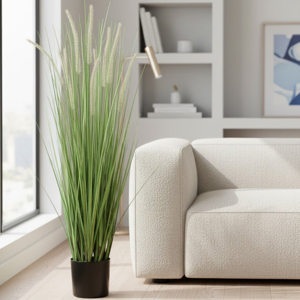 Allstate Floral 36" Dog Tail Grass Artificial Plant with Vase - Green/Brown