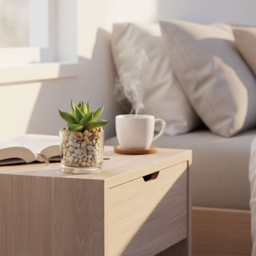 Allstate Floral Succulent Artificial Plant with Glass Vase - Assortment