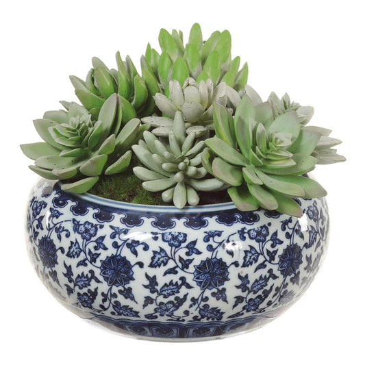 Allstate Floral 7" Succulent Garden Artificial Plant with Ceramic Vase - Green