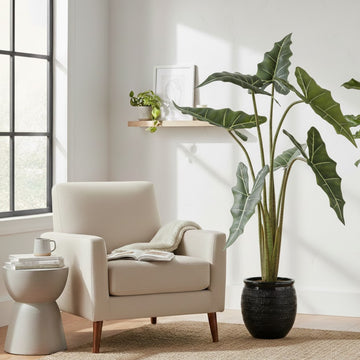 Allstate Floral 39" Alocasia Leaf Silk Plant with Pot - Green