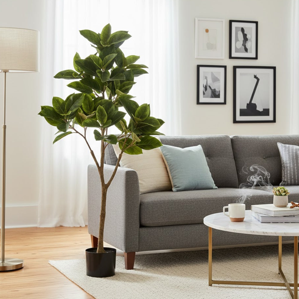 Allstate Floral 48" Ficus Audrey Leaf Silk Tree with Pot -Green