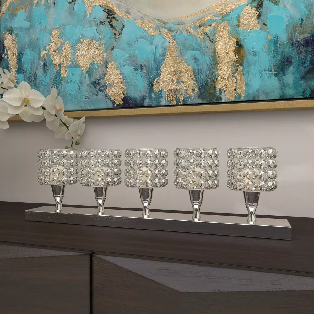 Decor Mache Glam Five Light Votive Candle Holder - Clear