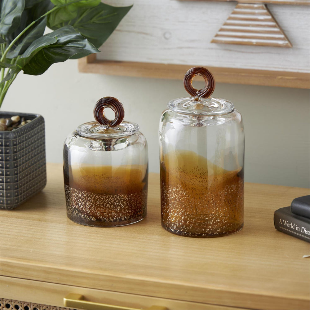 Decor Mache Decorative Jars with Ring Lids (Set of 2)