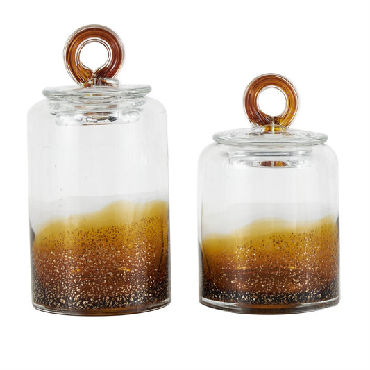 Decor Mache Decorative Jars with Ring Lids (Set of 2)