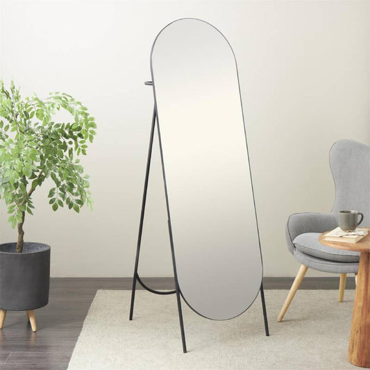 Decor Mache Foldable Oval Freestanding Mirror - Black/Clear