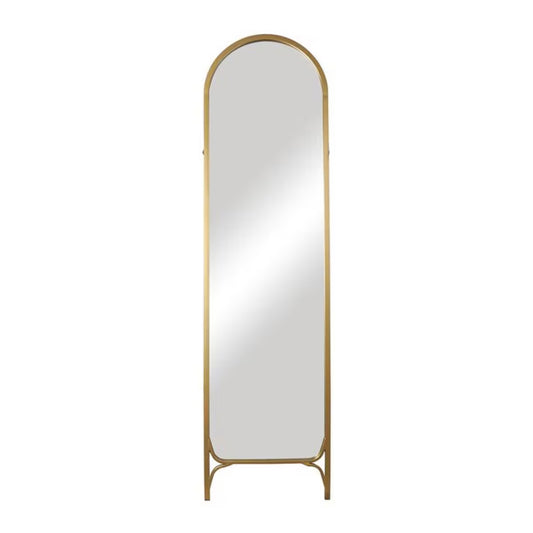 Decor Mache 67" Arched Freestanding Foldable Floor Mirror in Gold