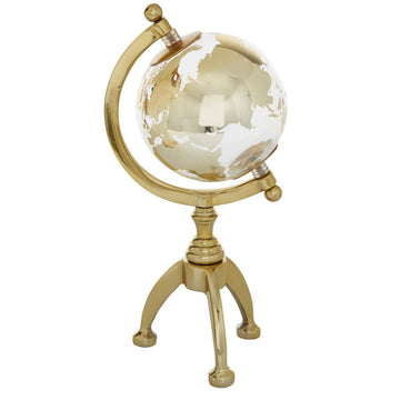 Decor Mache Glam 13" Decorative Globe with Tiered Base - Gold