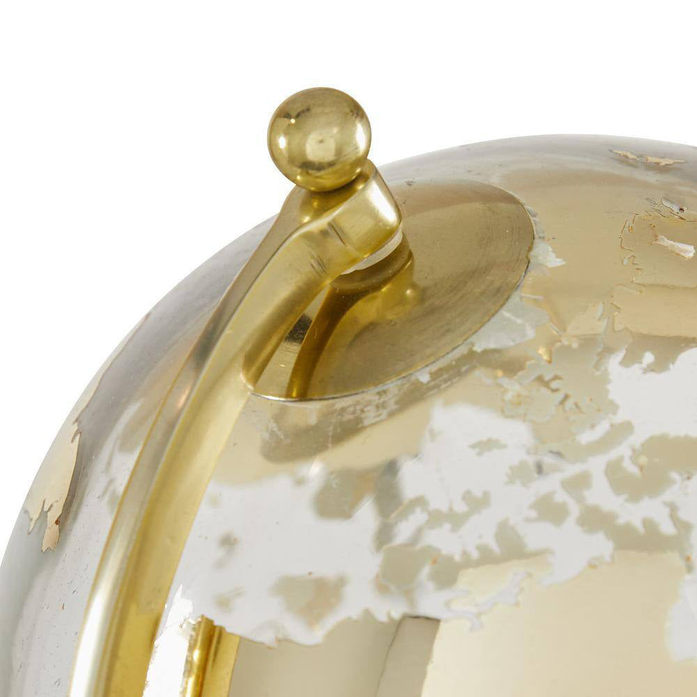 Decor Mache Glam 13" Decorative Globe with Tiered Base - Gold