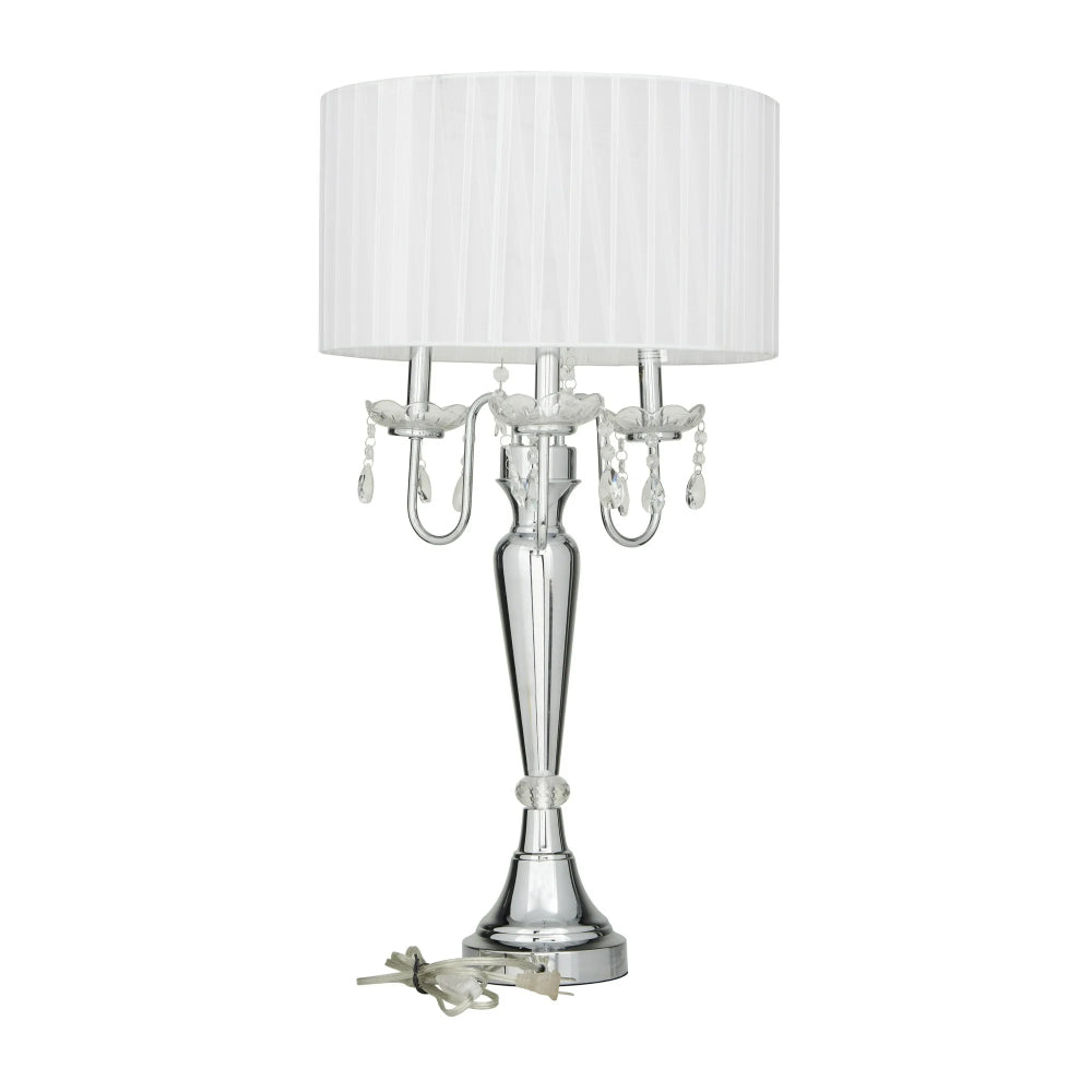 Decor Mache 31" Table Lamp with Fabric Shade - White/Silver