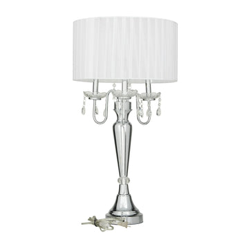 Decor Mache 31" Table Lamp with Fabric Shade - White/Silver