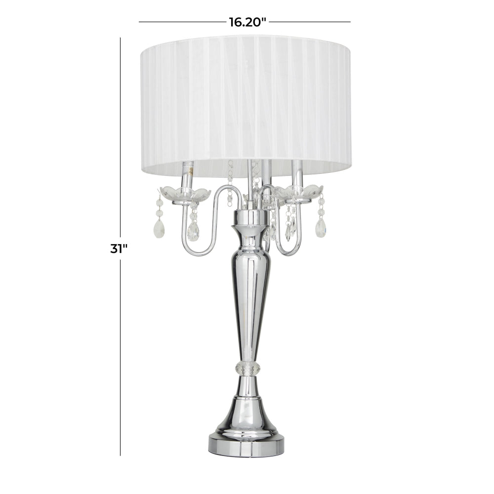 Decor Mache 31" Table Lamp with Fabric Shade - White/Silver