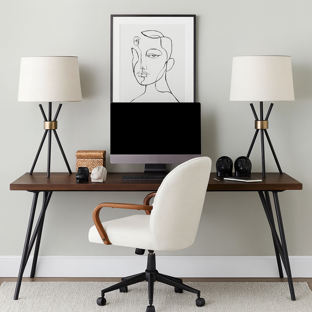 Sagebrook Home Contemporary 22" Metal Tripod Table Lamp (Set of 2) - Black