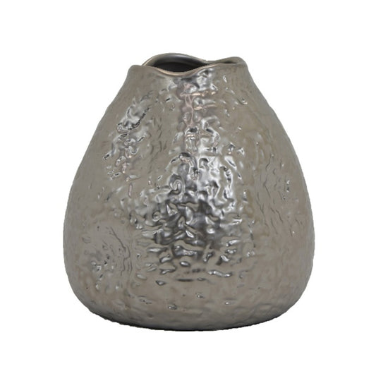 Three Hands 7.25" Ceramic Vase - Silver
