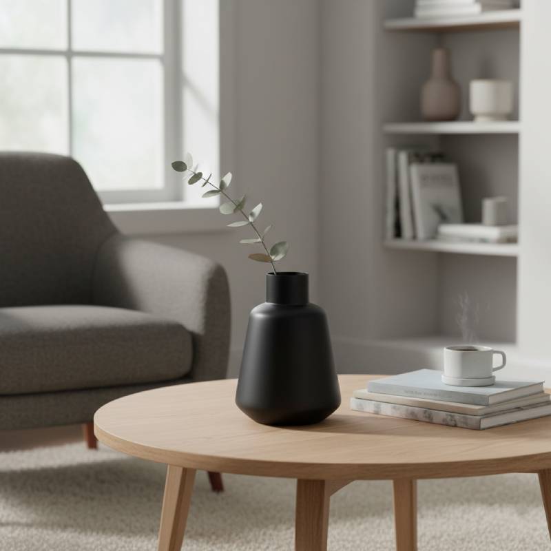 Decor Mache Modern 15" Vase - Black