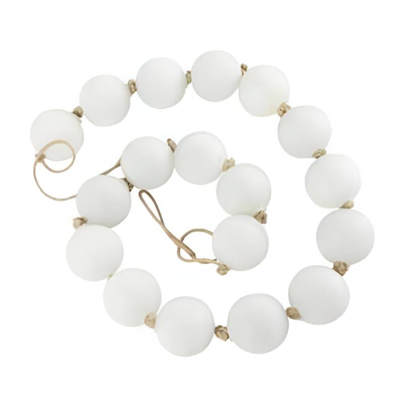 Decor Mache Round Extra Long Frosted Orb Beaded Garland with Knotted Jute Rope