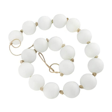 Decor Mache Round Extra Long Frosted Orb Beaded Garland with Knotted Jute Rope