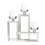 Decor Mache Geometric Open Frame Decorative Candelabra with Overlapping Rectangles