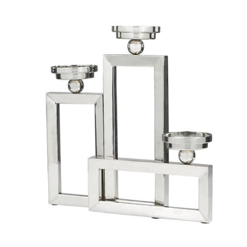 Decor Mache Geometric Open Frame Decorative Candelabra with Overlapping Rectangles
