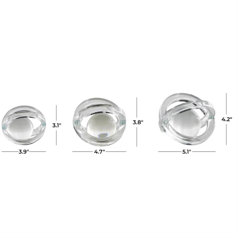 Decor Mache Geometric Orb Decorative Sculpture with Overlapping Rings (3 Pieces)