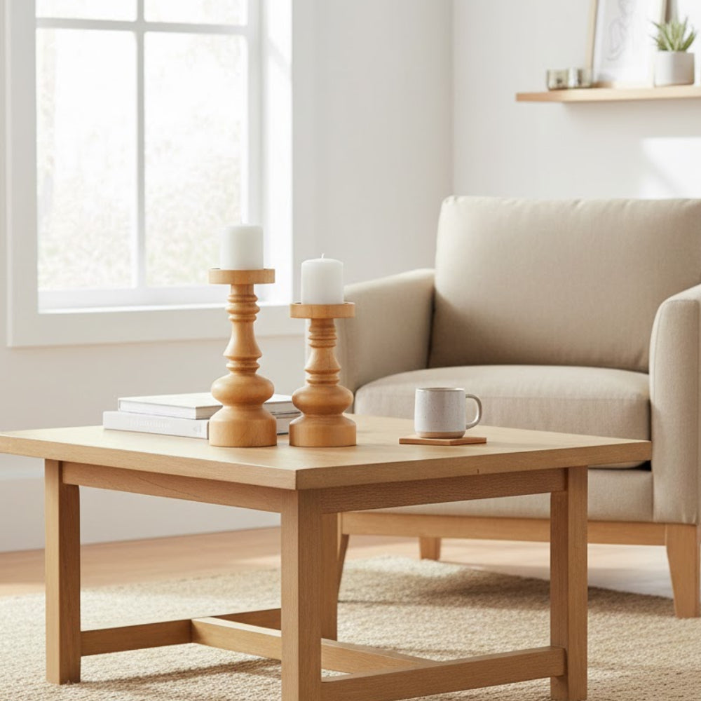 Decor Mache Wood Candle Holder (Set of 2) - Brown