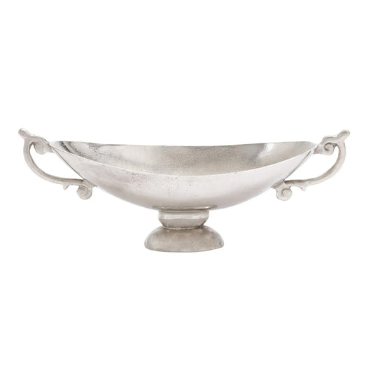 Decor Mache 8" Aluminum Metal Decorative Bowl with Handles - Silver