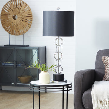 Decor Mache 30" Table Lamp with Circular Links - Black