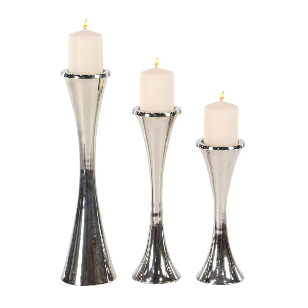 Decor Mache Aluminum Candle Holder (3 Piece) - Silver