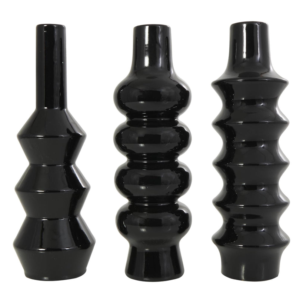 Decor Mache Abstract Bubble Inspired Decorative Vase (Set of 3) - Black