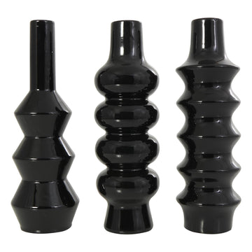 Decor Mache Abstract Bubble Inspired Decorative Vase (Set of 3) - Black