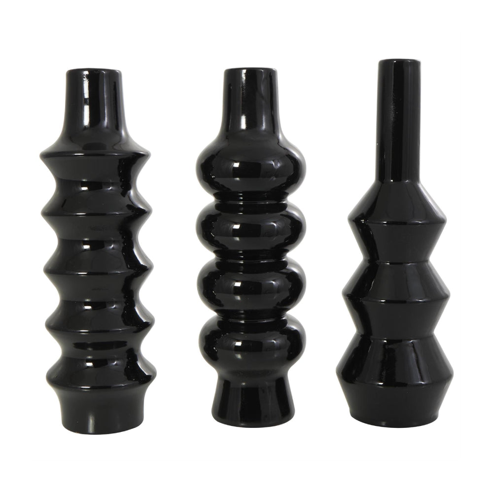 Decor Mache Abstract Bubble Inspired Decorative Vase (Set of 3) - Black