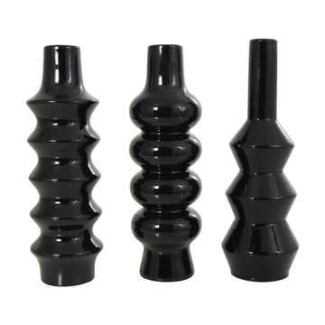 Decor Mache Abstract Bubble Inspired Decorative Vase (Set of 3) - Black
