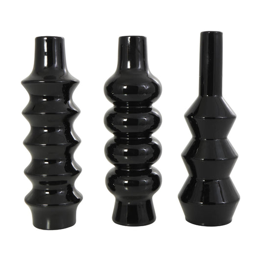 Decor Mache Abstract Bubble Inspired Decorative Vase (Set of 3) - Black