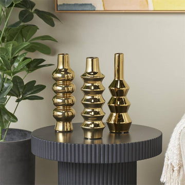 Decor Mache Abstract Bubble Inspired Decorative Vase (Set of 3) - Gold