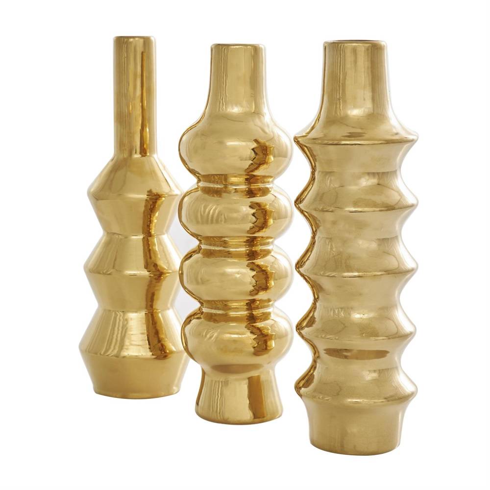 Decor Mache Abstract Bubble Inspired Decorative Vase (Set of 3) - Gold