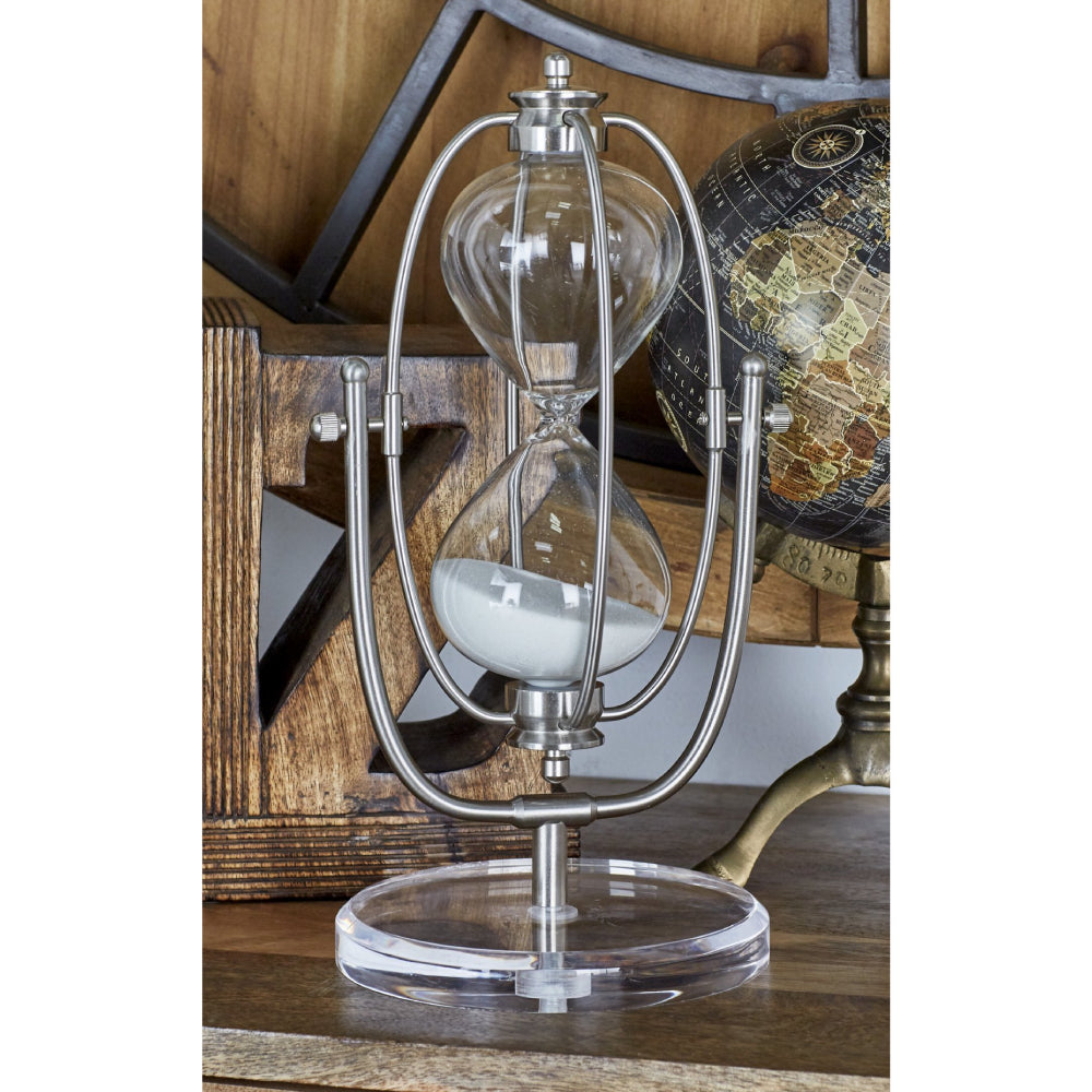 Decor Mache 12" Glam Sand Timer - Silver