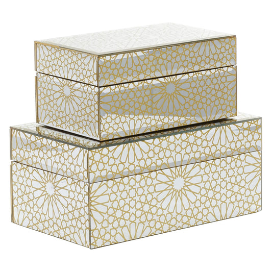 Decor Mache Glam Hinged Lid Jewelry Box (Set of 2) - Gold