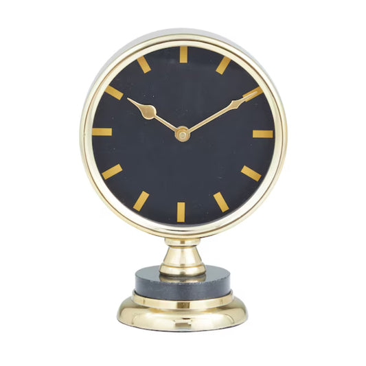 Decor Mache Modern 9" Round Tabletop Clock - Gold
