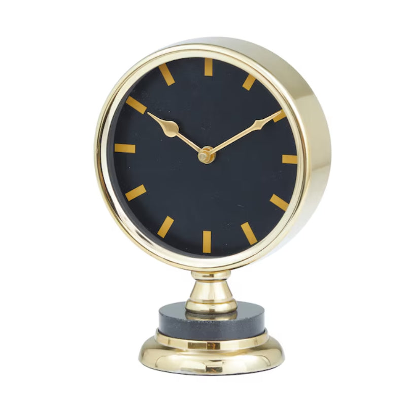 Decor Mache Modern 9" Round Tabletop Clock - Gold