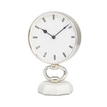Decor Mache Modern 10" Round Tabletop Clock - Silver