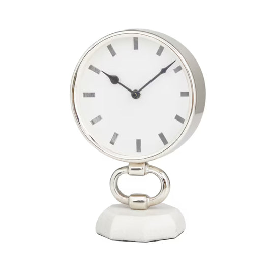 Decor Mache Modern 10" Round Tabletop Clock - Silver
