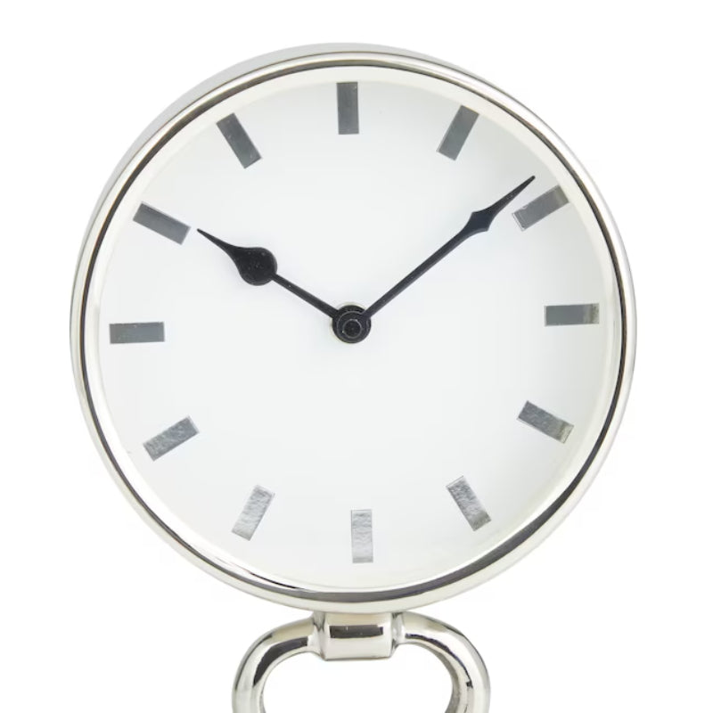 Decor Mache Modern 10" Round Tabletop Clock - Silver