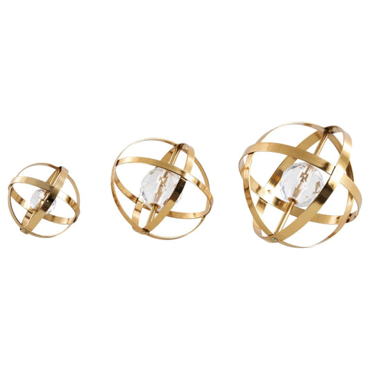 Decor Mache Contemporary Geometric Sculpture (Set of 3) - Gold