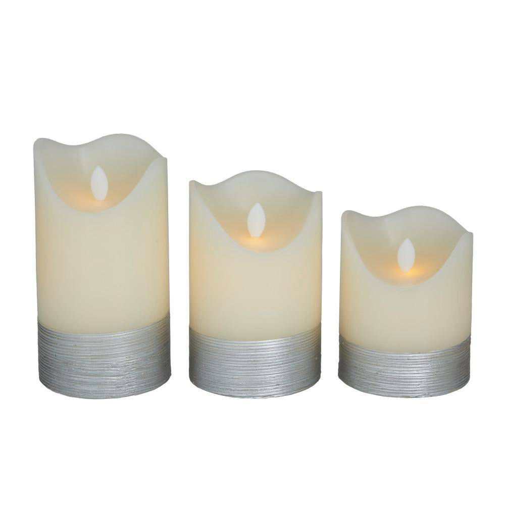 Decor Mache Traditional Flameless Candle (Set of 3) - White