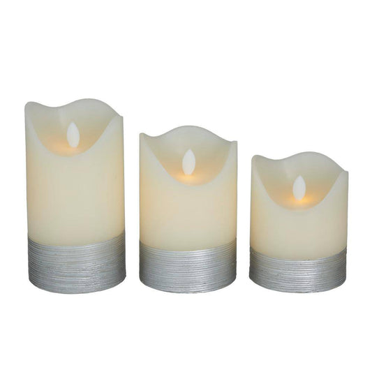 Decor Mache Traditional Flameless Candle (Set of 3) - White