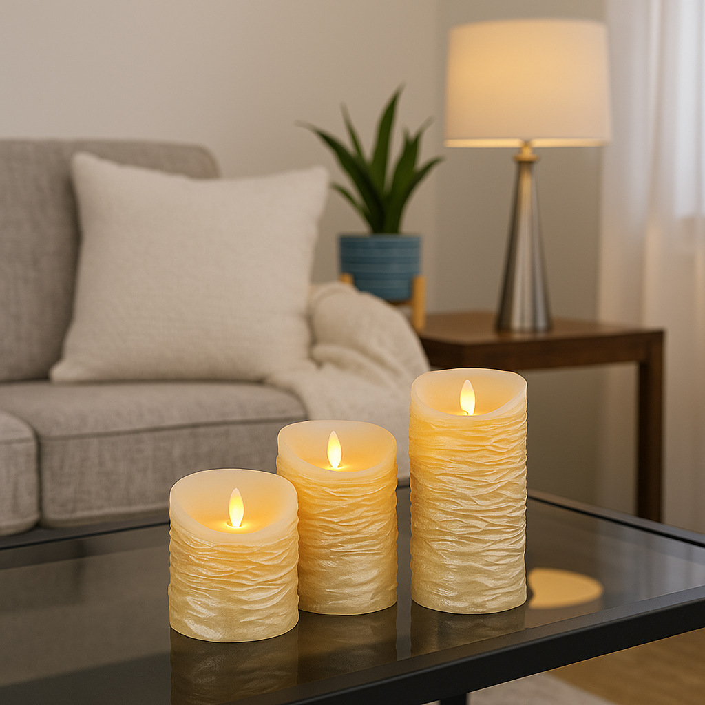 Decor Mache Traditional Flameless Candle (Set of 3) - Gold