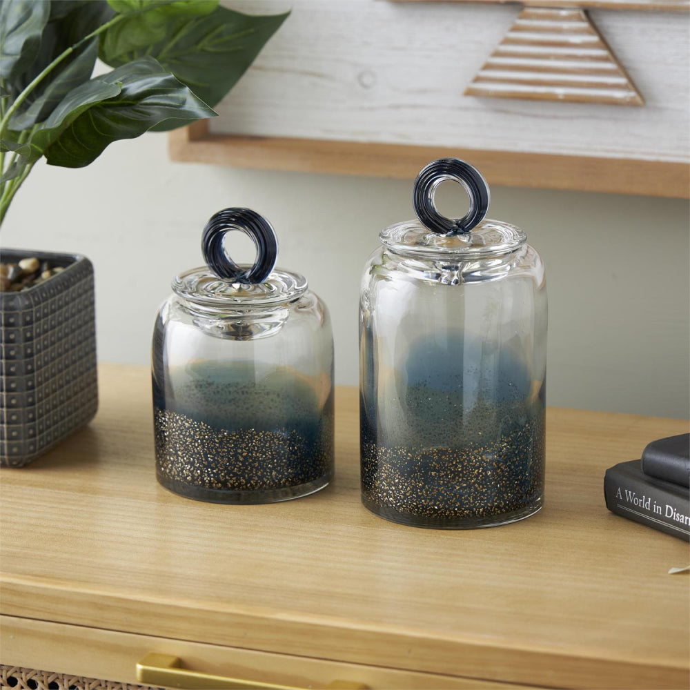 Decor Mache Decorative Jars with Ring Lids (Set of 2)